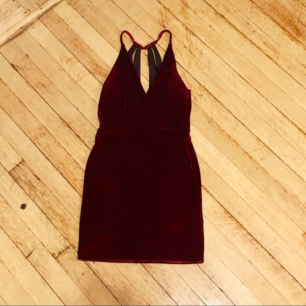 LIT Boutique Red Wine Velvet Dress